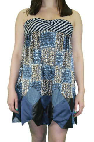 CUSTO BARCELONA Womens Diamond Blue Leopard Dress 894002 $242 NWT