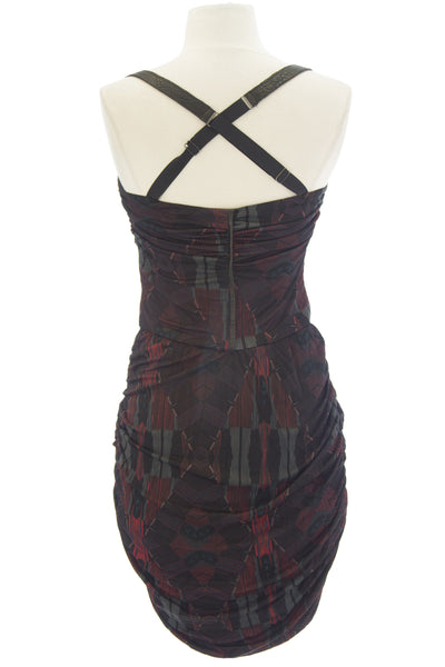 DOLCE VITA Women's Doreen Red Leather Strap Ruched Bodycon Dress $209 NEW