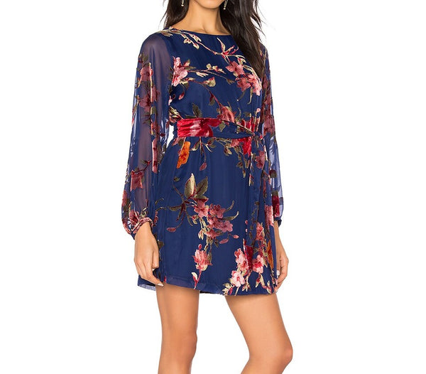 YUMI KIM Women's Serenade Velvet Burnout Bellflower Dress #DR18027 XXS NWT