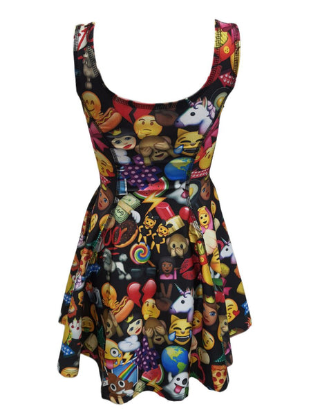 TEREZ Girl's Black Emoji Skater Dress #6001935 Small NWT