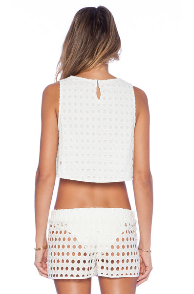 ZINKE Women's White Eyelet Cover-up Drew Crop Top $121 NEW