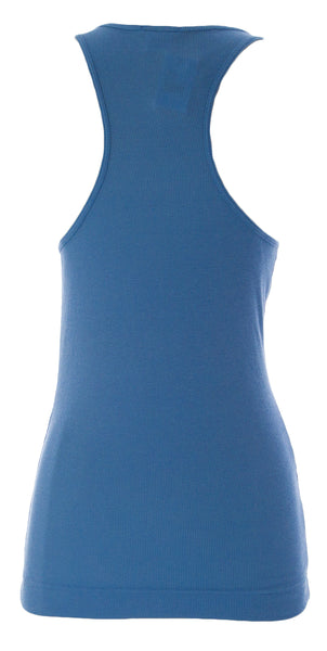 ADAMPLUSEVE Women's Pool Blue Ribbed Racer Tank Top EBRB12 $50 NEW