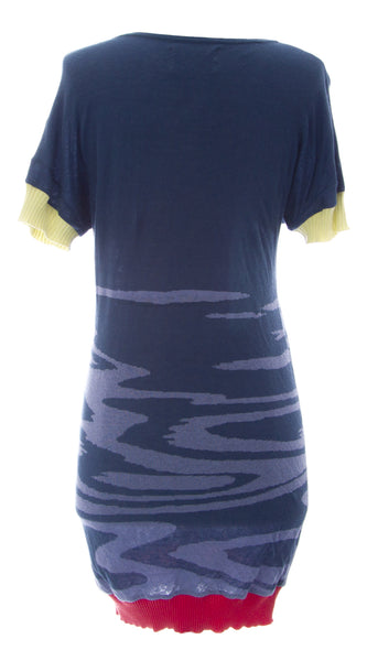 ETERNAL CHILD Women's Multicolored Tunic Graphic Short Slv Sweater NEW