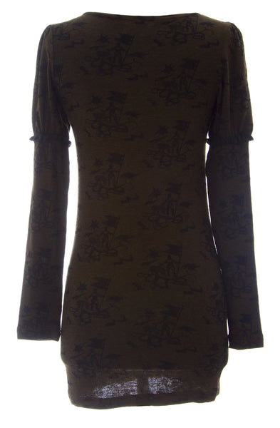 ETERNAL CHILD Women's Brown Long Sleeve Printed Tunic Blouse NEW