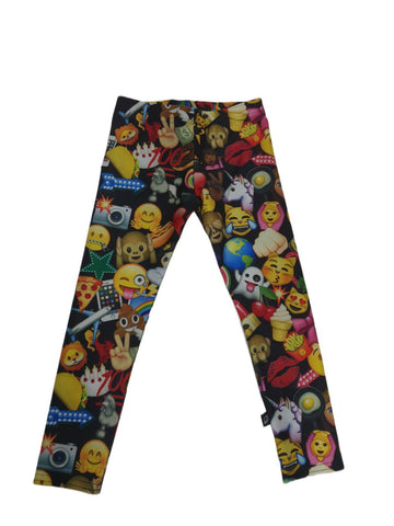 TEREZ Girl's Black All Big Emoji Leggings #403935 NWT