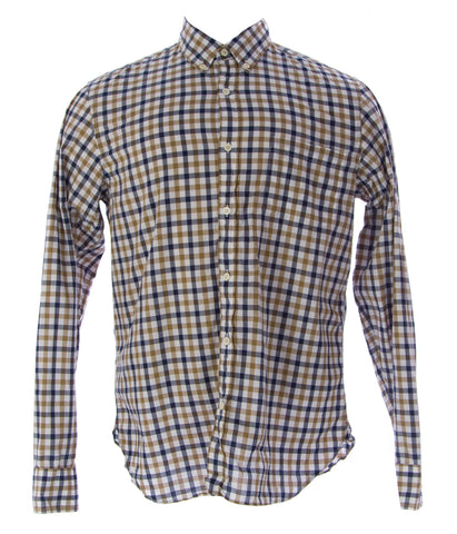 ETIQUETA NEGRA Men's Gold Beige Checkered Button-Up Shirt ENH357 $260