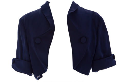 GIORGIO ARMANI Women's Navy Blue Silk Shrug Jacket FAG13T $2,450 NWT