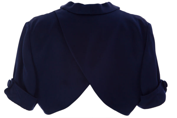 GIORGIO ARMANI Women's Navy Blue Silk Shrug Jacket FAG13T $2,450 NWT