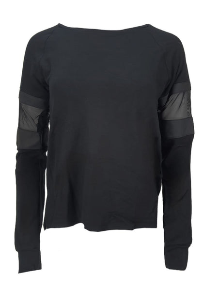 TEREZ Wonen's Black Fishnet French Terry Sweatshirt #22187799 NWT