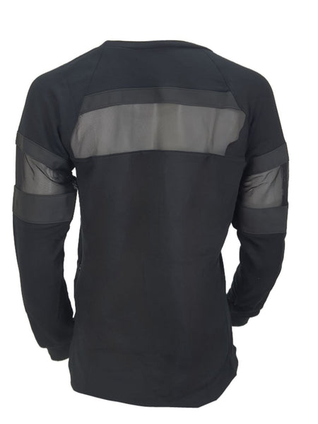 TEREZ Wonen's Black Fishnet French Terry Sweatshirt #22187799 NWT