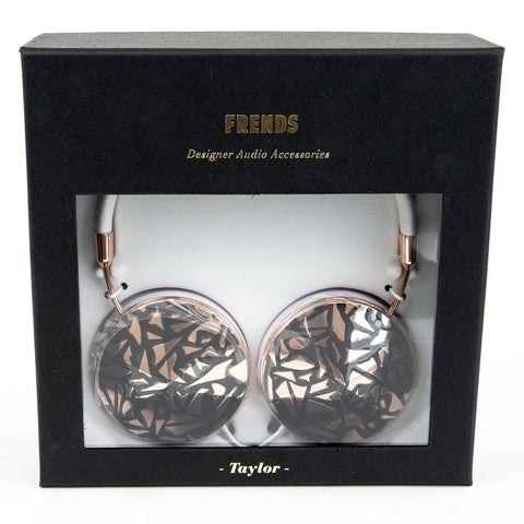 Frends Taylor White Leather Over-the-Ear Headphones Bundle - Fragments Black