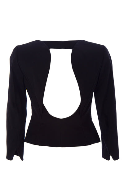 GIORGIO ARMANI Women's Black Flared Back Cutout Blazer GAG54T $2,125 NWT