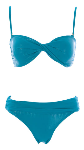 NAILA Women's Blue GOA Bandeau Bikini Set GOBLU $130 NEW
