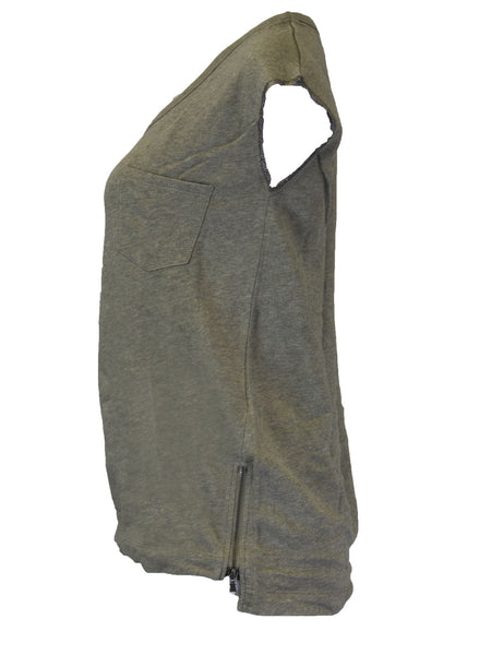 Grey State Sleeveless Cotton Terry Tee $68 NEW