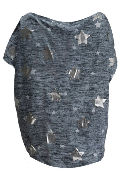 TEREZ Women's Grey Foil Over T-Shirt #25338783 NWT