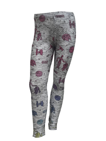 TEREZ Girl's Grey Star Wars Doodle Leggings #4018341 NWT