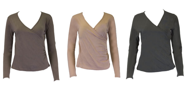 GREY STATE Women's Soft Wrap V Neck Top $88 NEW