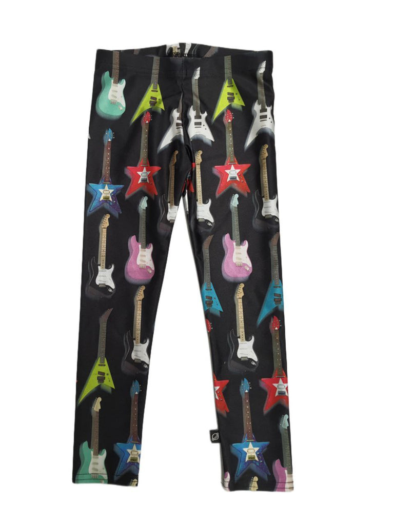 TEREZ Girl's Black Rock N Roll Leggings #4038167 NWT