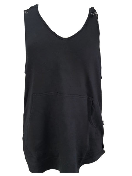 TEREZ Women's Black Sleeveless V-Neck Hoodie #23998368 Medium NWT