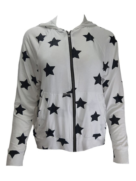 TEREZ Women's White Stars Foil Hoodie #23227773 X-Small NWT