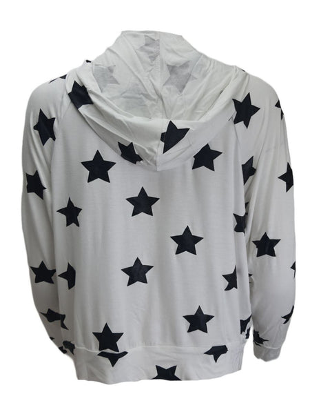 TEREZ Women's White Stars Foil Hoodie #23227773 X-Small NWT