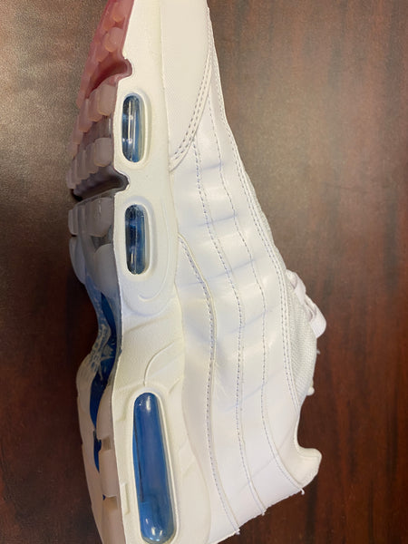 NIKE Men's White/Metallic Silver/Photo Blue USA Air Max 95 #AQ7981-100 NEW