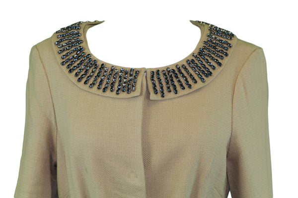 ELIZABETH MCKAY Gold Removable Beaded Collar Sunday Jacket 6062 $320 NWT