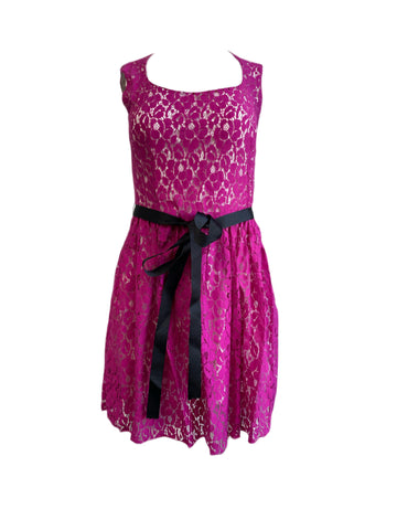 VON VONNI Women's Magenta Florence Flower Applique A-Line Dress $120 NEW