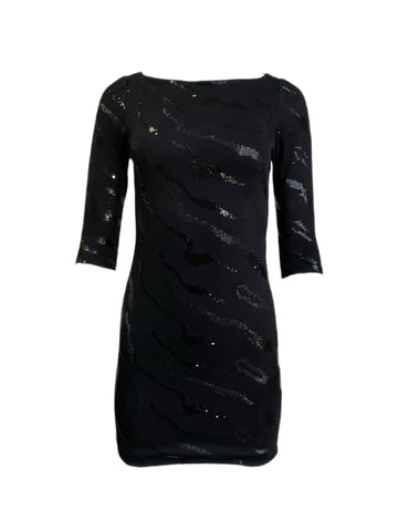 VON VONNI Women's Black Sequinned London-C Elbow Sleeve Dress $170 NEW