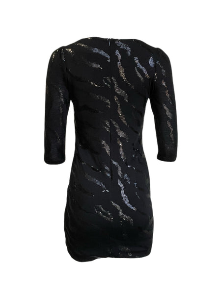 VON VONNI Women's Black Sequinned London-C Elbow Sleeve Dress $170 NEW
