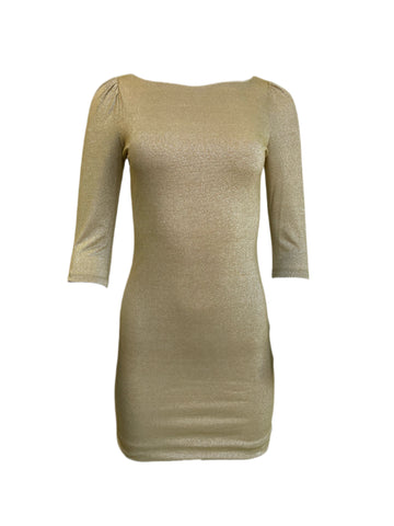 VON VONNI Women's Tropic Gold London Elbow Sleeve Dress $170 NEW