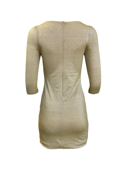 VON VONNI Women's Tropic Gold London Elbow Sleeve Dress $170 NEW