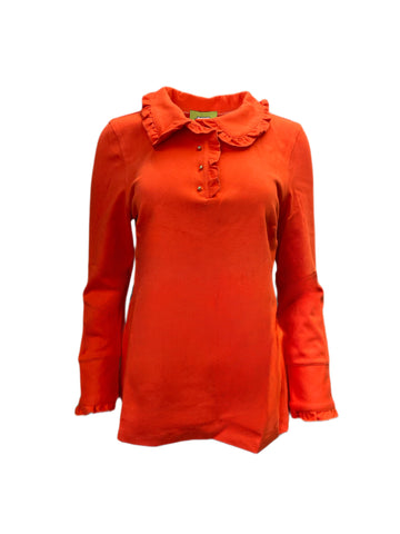 Elizabeth Mckay Women's Ruffled Henley X-Large Orange