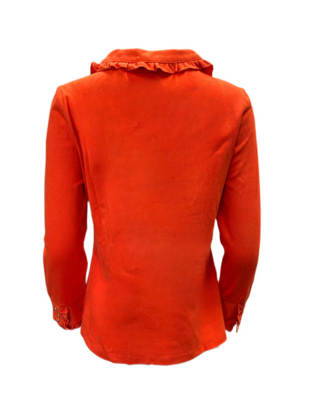 Elizabeth Mckay Women's Ruffled Henley X-Large Orange