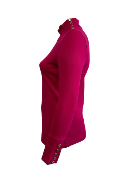 ELIZABETH MCKAY Jazz Button Embellished Riley Turtleneck 7073 $215 NWT