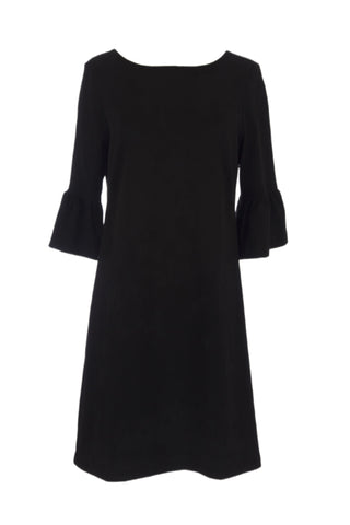 ELIZABETH MCKAY Belle Du Jour Black 3/4 Sleeve Shift Dress 5016 Sz L $265 NWT