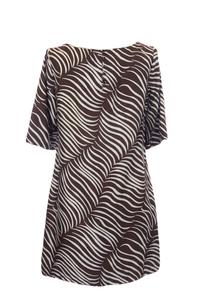 ELIZABETH MCKAY Chocolate & White Feather Lindsay Tunic Dress 5054 Sz 4 $275 NWT