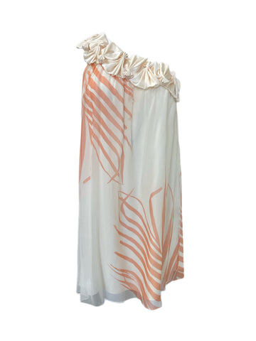 ANNE LEMAN Women's Tropical Print One Shoulder Konos Dress 99936 $548 NEW