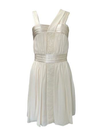 ANNE LEMAN Women's Ivory Empire Waist Plie Dress SP92DR18 $548 NEW
