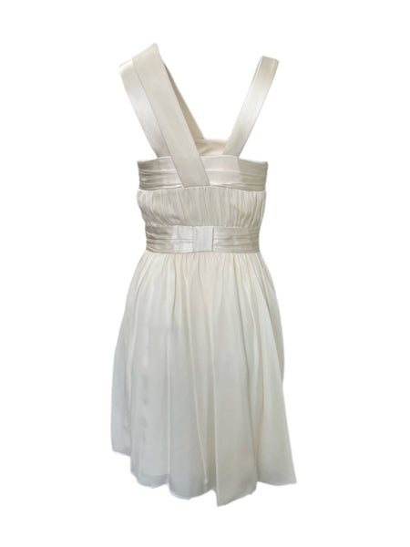 ANNE LEMAN Women's Ivory Empire Waist Plie Dress SP92DR18 $548 NEW