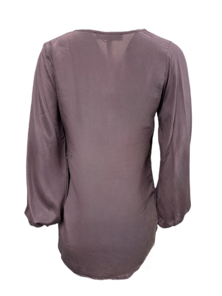 Winter Kate Moonbeam Plum Silk Button-Up Blouse NRTEX309 $285 NEW