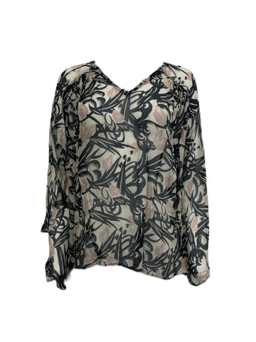 Winter Kate Lily Black Sheer V-Neck Kimono Sleeve Blouse NRT110 Size XS $195 NEW