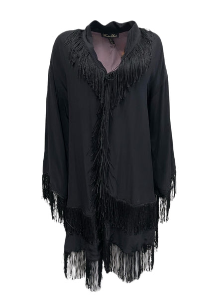 Winter Kate Starlight Black Fringe Detailed Cardigan NRJ314C $498 NEW