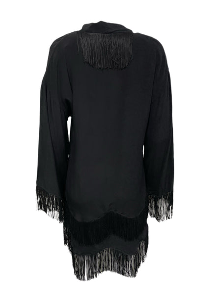 Winter Kate Starlight Black Fringe Detailed Cardigan NRJ314C $498 NEW