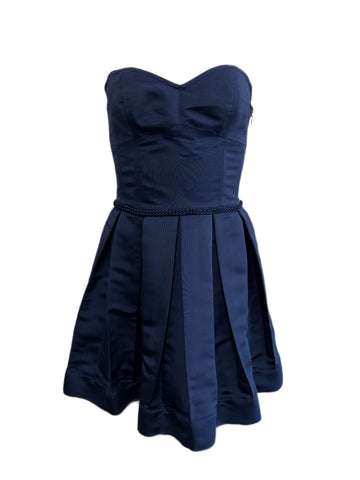 ANNE LEMAN Women's Navy Strapless Pleated Fabiola Dress SP91DR14 $548 NEW