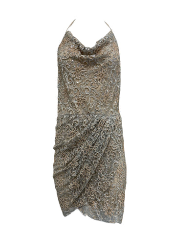 Haute Hippie Women's Beaded Lace Dress Small Silver