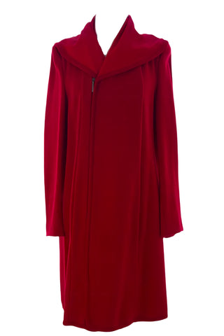 GIORGIO ARMANI Women's Red Oversized Collar Side Zip Coat FAL04J $3,695 NWT