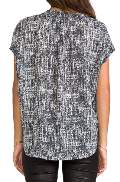 VINCE Women's White & Black Vee Placket Blouse V169210835 Sz XS $325 NWT