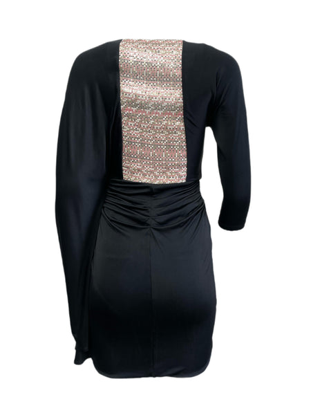 2b.RYCH Women's Black Sequin Adorned Ruched Dress 30188 Sz Extra Small $129 NEW