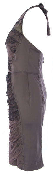 JUST CAVALLI Women's Purple Abito Halter Net Coctail Dress $990 NEW